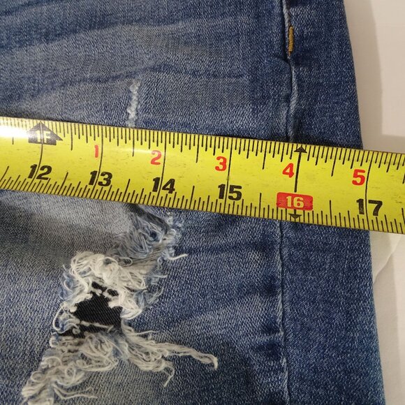 Hammer Ripped Denim Skinny Jeans Distressed Juniors Size 11 Raw Hem - Picture 9 of 11